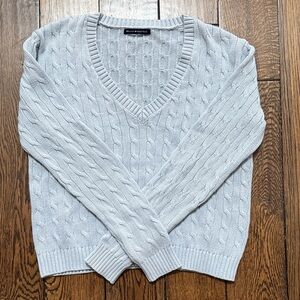 Brandy Melville Cable V-Neck Sweater One Size Light Blue